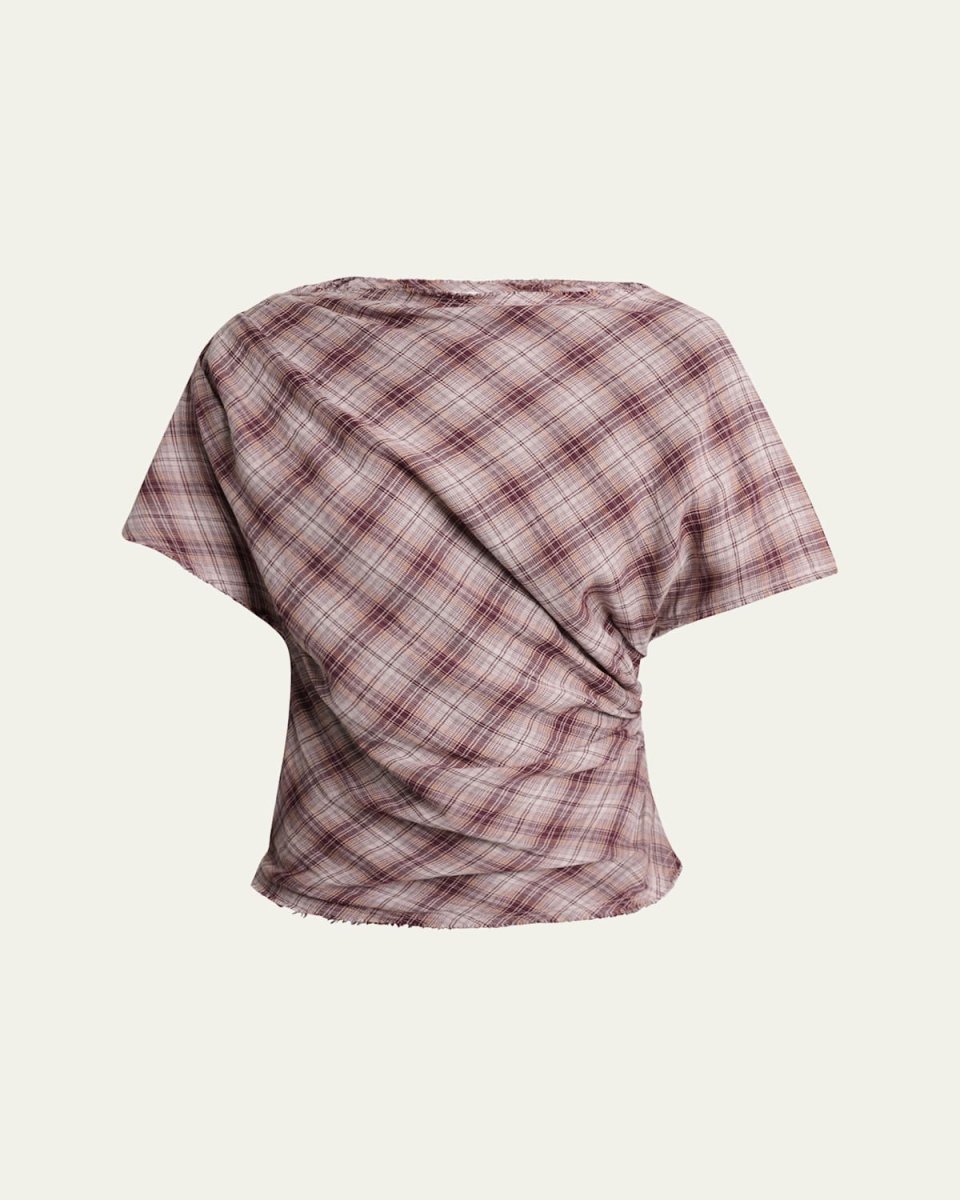 Neyela Plaid Short-Sleeve Blouse